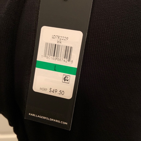 Karl lagerfeld ladies lace front pearl buttons shrug sweater size large - Picture 5 of 5